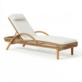 Gartenliege 200 x 70 cm Rattan Naturweiß mit Polsterauflage