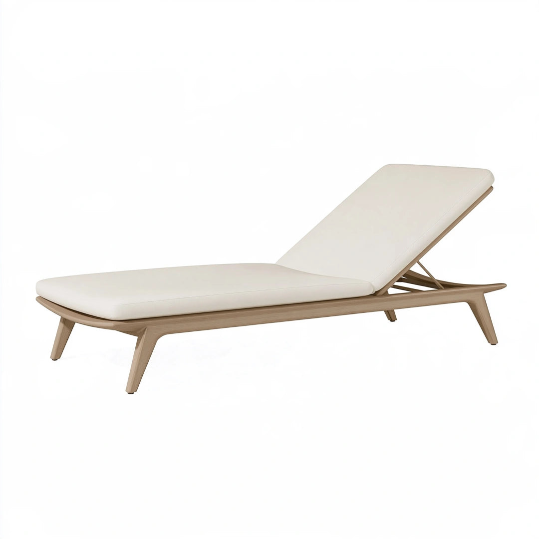 Gartenliege 200 x 70 cm Holz Creme mit verstellbarer Rückenlehne