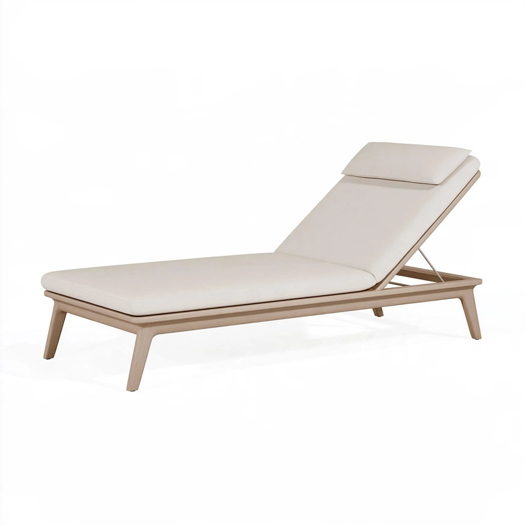 Sonnenliege 200 x 70 cm Holz Beige verstellbare Rückenlehne für Außenbereiche