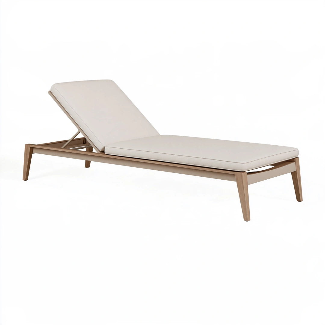 Sonnenliege 200 x 70 cm Holz Beige mit verstellbarer Rückenlehne