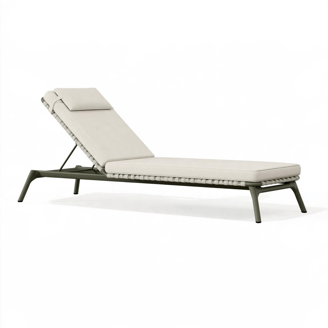 Sonnenliege 200 x 70 x 35 cm aus Metall und Textilgewebe Beige - verstellbare Gartenliege