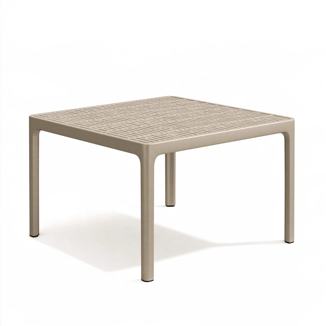 Gartentisch 80 x 80 x 75 cm Kunststoff Beige quadratisch mit Lattenoptik