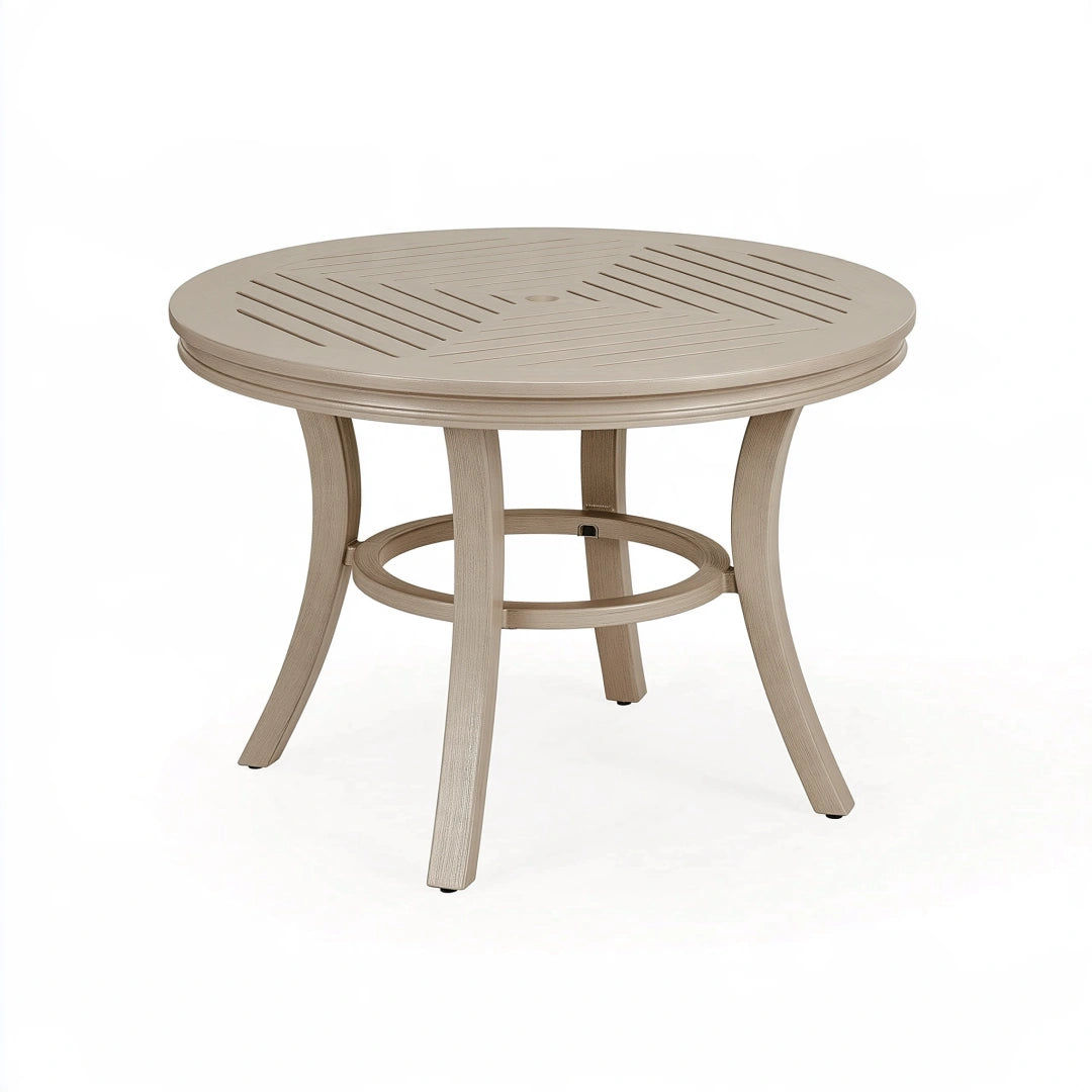 Runder Gartentisch Ø 100 cm Kunststoff Taupe mit Schirmloch