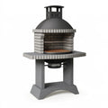 Gartengrill 120 x 80 x 220 cm aus Beton und Stahl in Grau Schwarz mit Kamin