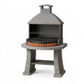 Grillkamin 120 x 75 x 210 cm aus Beton und Stahl Grau für den Garten mit Kaminhaube