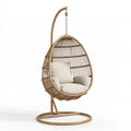 Hängesessel 105 x 105 x 195 cm Rattan Natur mit Metallgestell im Boho-Stil
