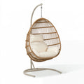 Hängesessel 105 x 105 x 195 cm Geflecht Natur-Beige mit Metallgestell für Wohnbereich