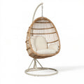 Hängesessel 105 x 105 x 195 cm aus Rattan Natur mit Metallgestell im Boho-Stil