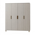 Kleiderschrank 150 x 55 x 200 cm in Hellgrau Holzwerkstoff mit 3 Türen und geriffelter Front