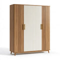 Kleiderschrank 180 x 60 x 200 cm Holzoptik Weiß mit 4 Türen und geriffelter Front