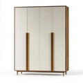 Kleiderschrank 120 x 55 x 190 cm Holzwerkstoff Creme Naturholz mit 4 Türen im modernen Stil