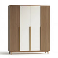 Kleiderschrank 200 x 60 x 220 cm Holzwerkstoff Braun Weiß mit 4 Türen im modernen Stil