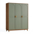 Kleiderschrank 150 x 60 x 200 cm Holzwerkstoff Grün Braun mit 3 Türen im modernen Stil